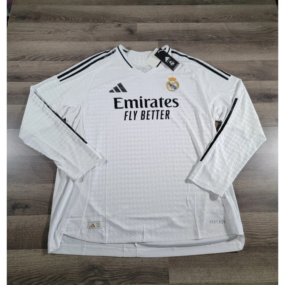 Adidas Authentic Real Madrid Home Soccer Jersey 24/25 2XL White Long Sleeve NWT